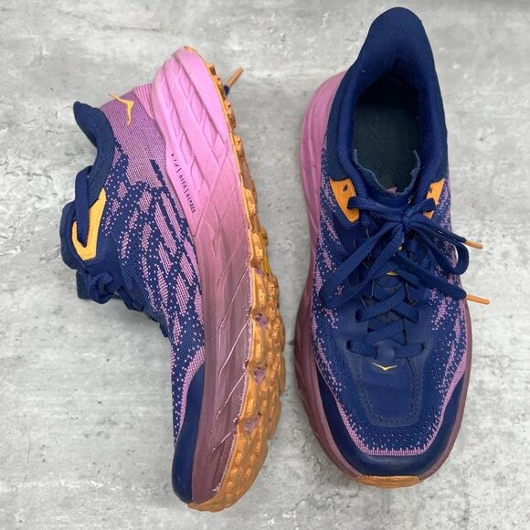 Hoka One One Speedgoat 5 Low Top Blue Purple Running Shoes Womens Size 7B - Picture 3 of 8